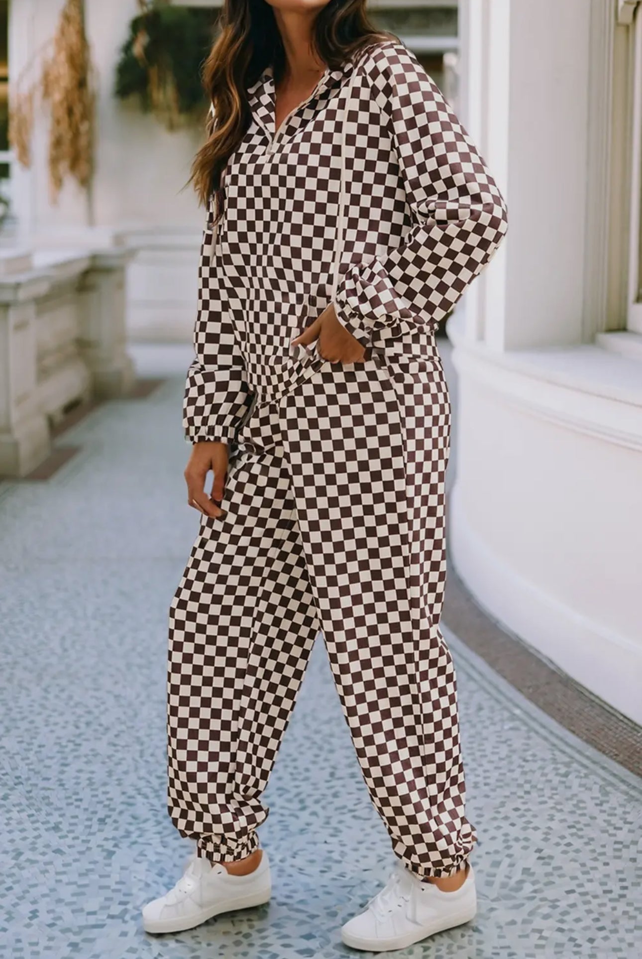 Checkered Lounge Set – Black & White