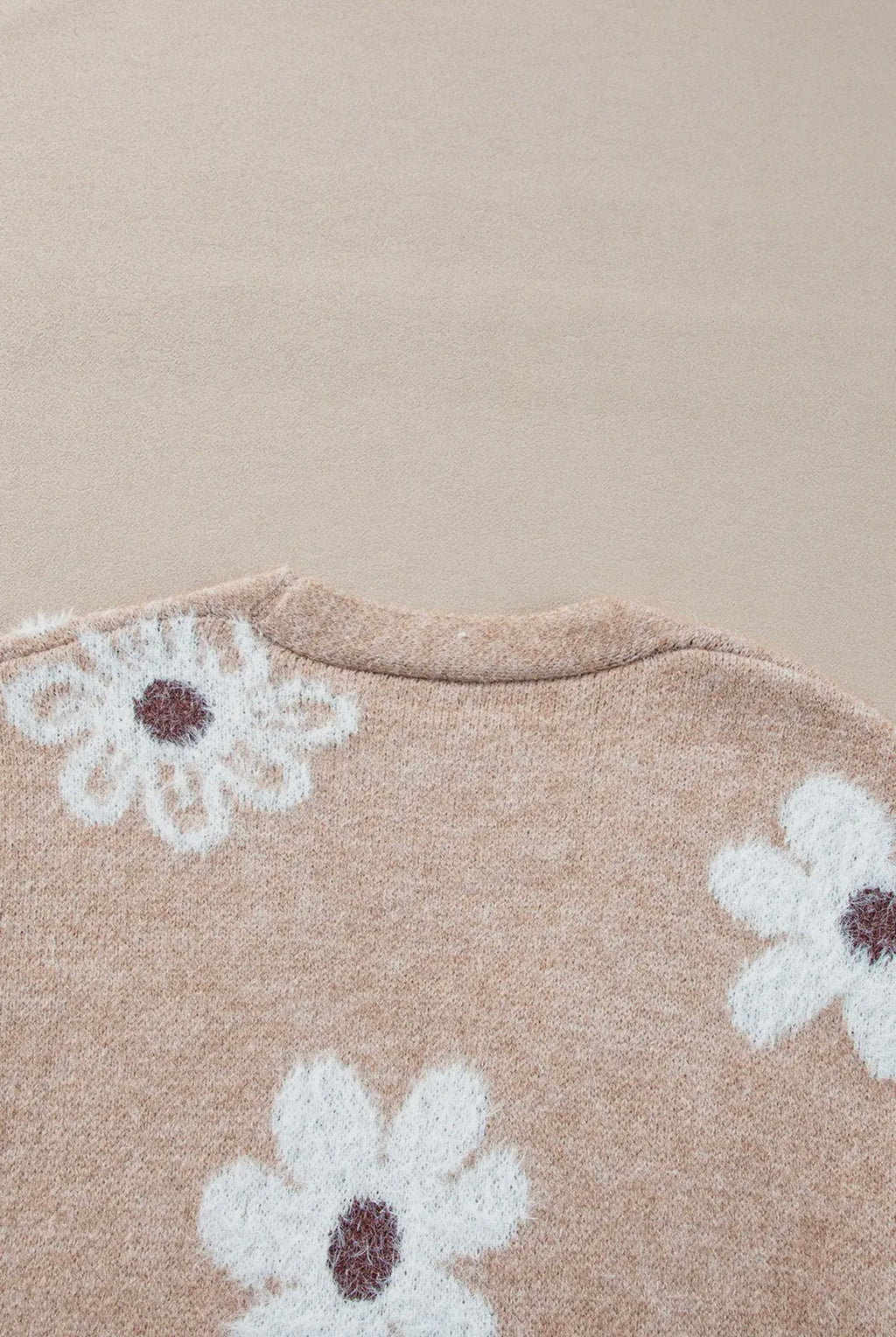 Daisy Dreams Knit Cardigan – Tan & White