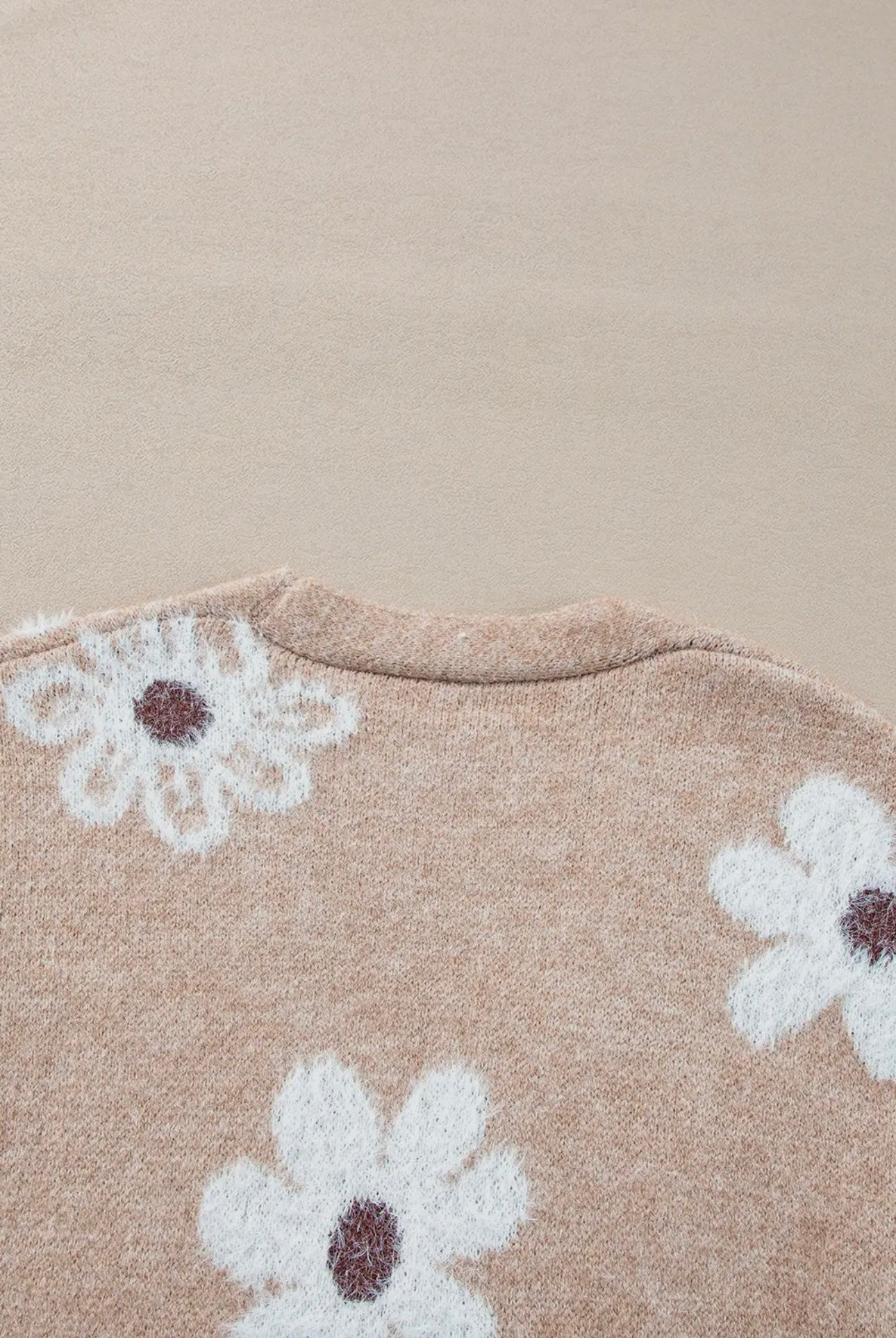 Daisy Dreams Knit Cardigan – Tan & White