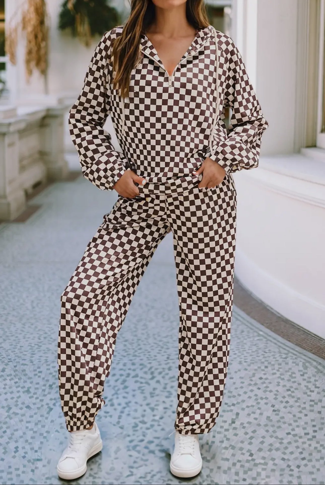 Checkered Lounge Set – Black & White