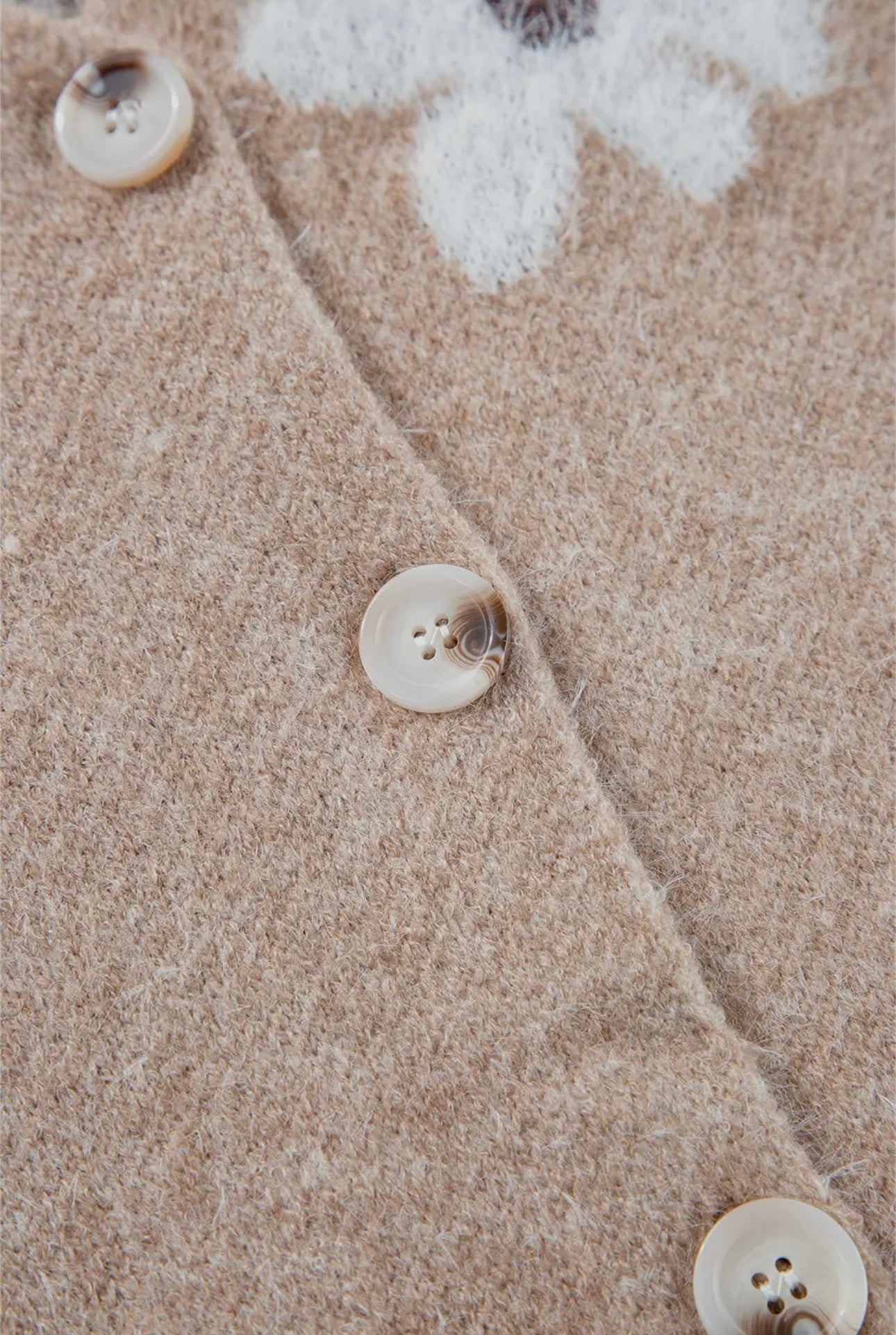 Daisy Dreams Knit Cardigan – Tan & White