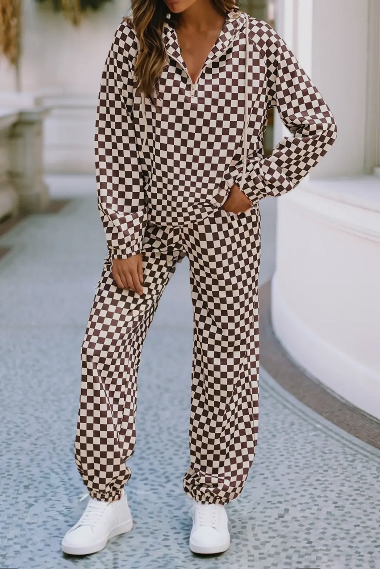 Checkered Lounge Set – Black & White