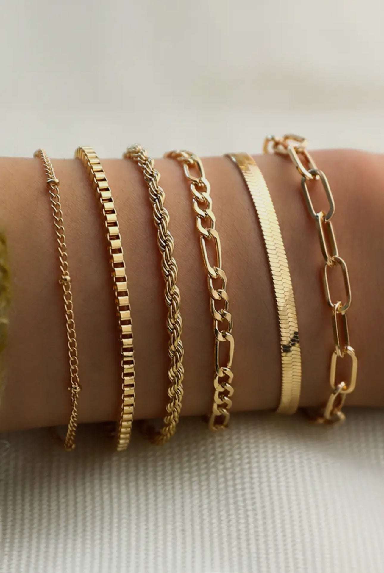 Gold Chain Bracelet Set | Layered Minimalist Stack