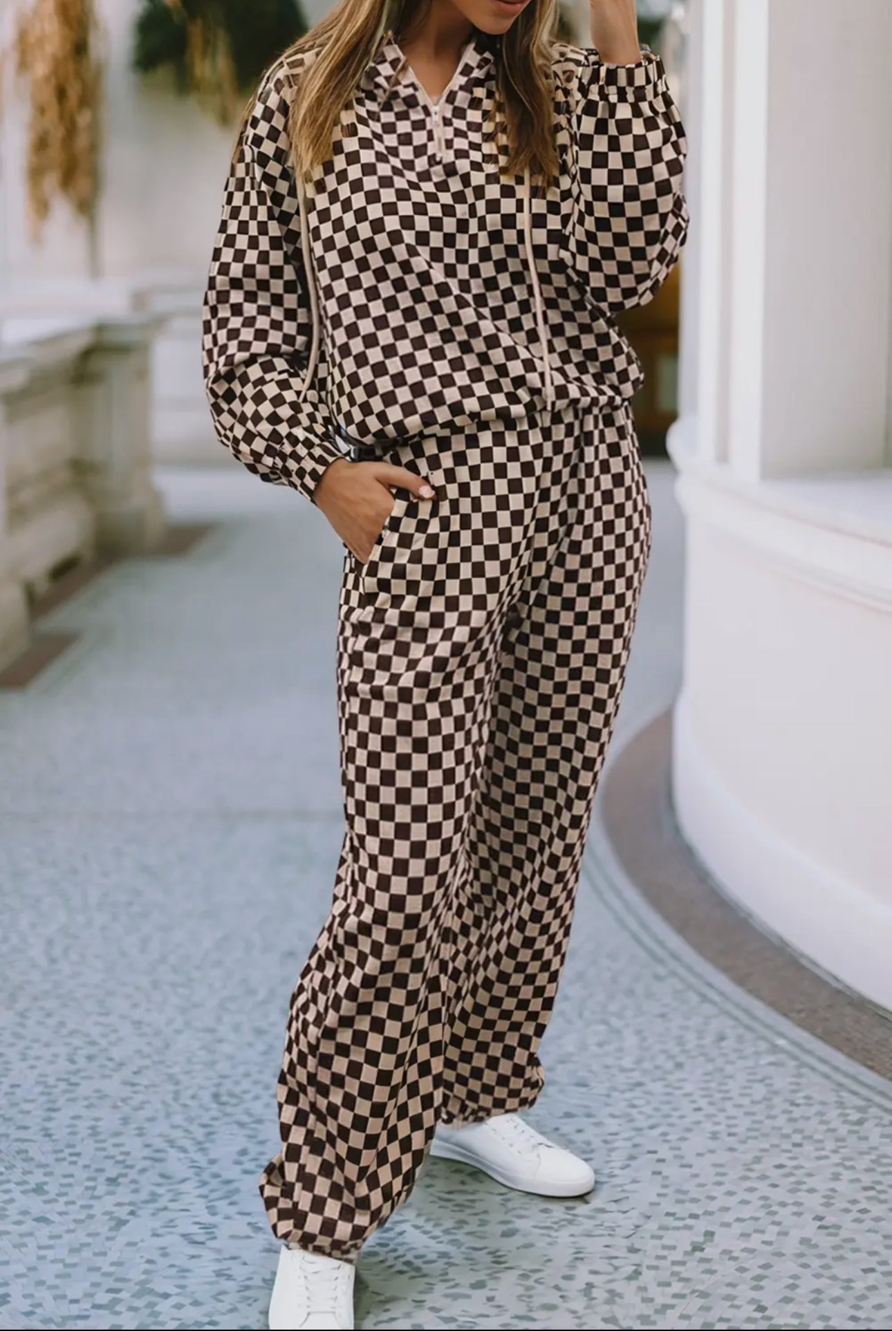 Checkered Lounge Set – Black & White