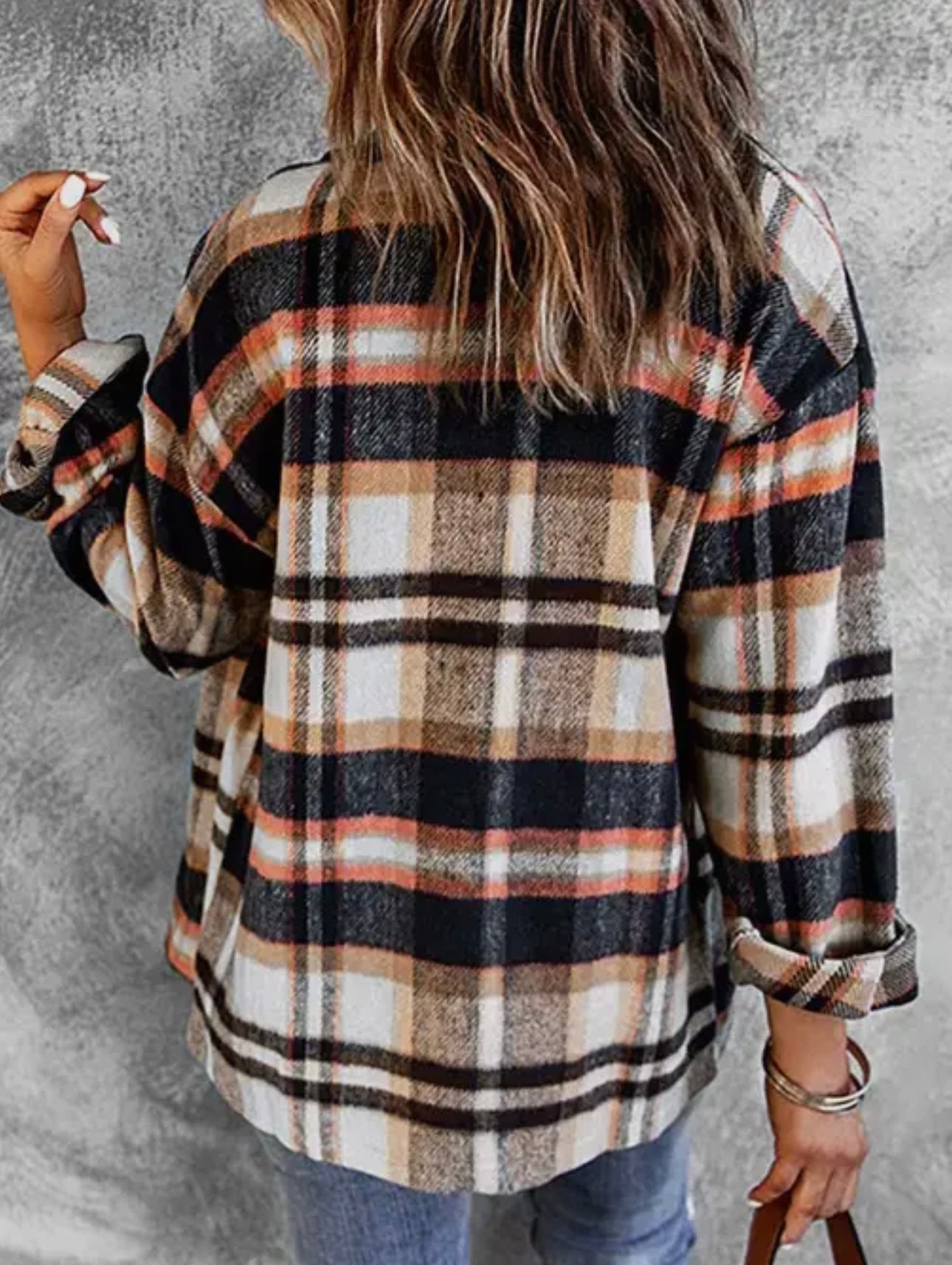 The Wander Plaid Shacket – Rust & Cream